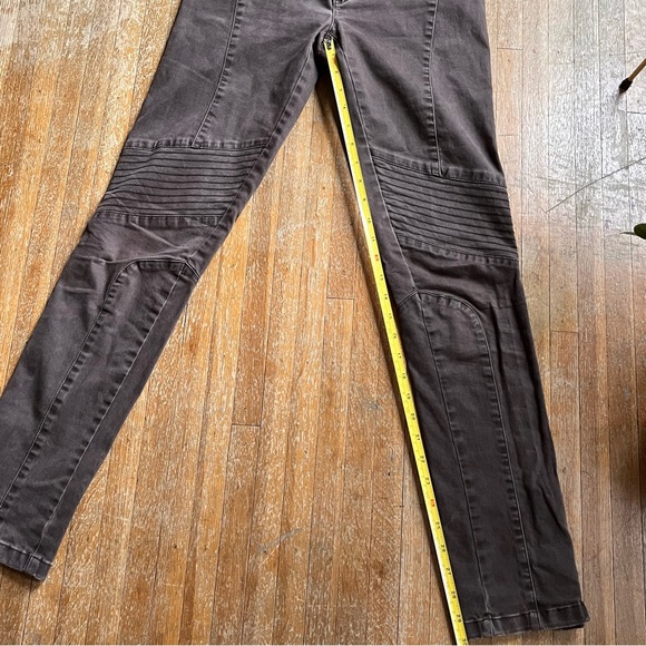 Peruvian Connection Skinny Low Rise Moto Stretch Pant Ankle Zip Leather Accent - Picture 13 of 14